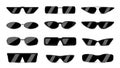 Set of modern fashion sunglasses in black frame and black glasses Royalty Free Stock Photo