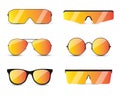 Set of modern fashion sunglasses in with gradient glasses Royalty Free Stock Photo