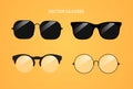 Set of modern and fashionable stylish sunglasses