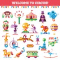 Set of modern flat design circus and carnival Royalty Free Stock Photo