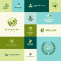 Set of modern flat design nature and technology icons Royalty Free Stock Photo