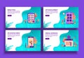 Set of modern flat design templates for Business, analytics, app development, application check, annual schedule. Easy to edit and Royalty Free Stock Photo
