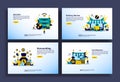 Set of modern flat design templates for Business, big data, delivery service, accounting, cost reduction. Easy to edit and Royalty Free Stock Photo