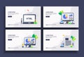 Set of modern flat design templates for Business, coding, data security, data analysis, news. Easy to edit and customize. Modern Royalty Free Stock Photo