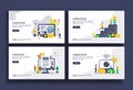 Set of modern flat design templates for Business, data analysis, investment, job hiring, strategy marketing. Easy to edit and Royalty Free Stock Photo