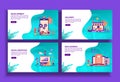 Set of modern flat design templates for Business, development, delivery, digital marketing, data science. Easy to edit and Royalty Free Stock Photo