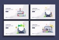 Set of modern flat design templates for Business, e learning, message, send mail, online learning. Easy to edit and customize.