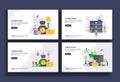 Set of modern flat design templates for Business, financial, big data, cost reduction, delivery. Easy to edit and customize.