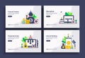 Set of modern flat design templates for Business, financial freedom, education, financial crisis, internet banking. Easy to edit