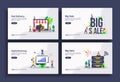 Set of modern flat design templates for Business, logistic distribution, big sale, marketing, big data. Easy to edit and customize Royalty Free Stock Photo