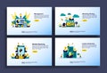 Set of modern flat design templates for Business, management, marketing strategy, mobile banking, logistic distribution. Easy to