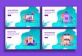 Set of modern flat design templates for Business, online marketing, online payment, newsletter online shopping. Easy to edit and Royalty Free Stock Photo