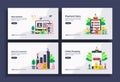 Set of modern flat design templates for Business, recruitment, payment salary, return on investment, online shopping. Easy to edit