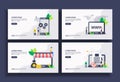 Set of modern flat design templates for Business, system update, website, online store, target. Easy to edit and customize. Modern Royalty Free Stock Photo