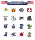 Happy Independence Day 16 Flat Filled Lines Icon Pack for Web and Print american; scroll; play; usa; leisure