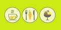 Set of modern flat icons with vegetarian products.