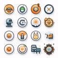 Set of modern flat line icons for web and mobile applications. Vector illustration Royalty Free Stock Photo