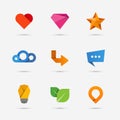 Set of modern flat paper icons or logo elements