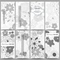 Set of modern flyers. Hand drawn floral doodle pattern, abstract vector background Royalty Free Stock Photo