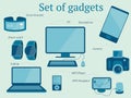 Set of modern gadgets design including laptop, pc, mp3 player Royalty Free Stock Photo