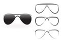 Set of modern glasses and sunglasses Royalty Free Stock Photo