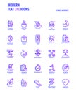 Flat line gradient icons design-Fitness and Sports Royalty Free Stock Photo