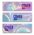 Set of Modern holographic pearl fllow abstract banners. Liquid vector illustration background