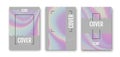 Set of Modern holographic pearl fllow abstract covers. Liquid vector illustration background