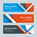 Set of modern horizontal vector banners in a material design style. Can be used as a business template, in a web design Royalty Free Stock Photo