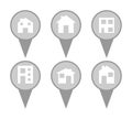 Set of modern house map pin icons