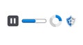 A set of modern icons for pause, progress, chart, and security on a white background Royalty Free Stock Photo