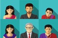 Set of modern Indian people in vector portait