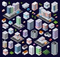 Set of modern isometric buildings