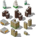 Set of modern isometric buildings Royalty Free Stock Photo