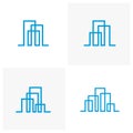 Set of Modern line art City logo template. City skyline line art vector illustration Royalty Free Stock Photo