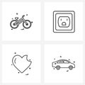 Set of 4 Modern Line Icons of cycle, power, game, energy, heart