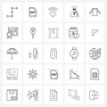 Set of 25 Modern Line Icons of dress, money, data, dollar, wife