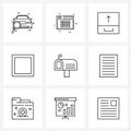 Set of 9 Modern Line Icons of ecommerce, view, archive, screen, full