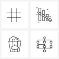 Set of 4 Modern Line Icons of hash; food; tag; chart; business decisions