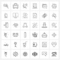 Set of 36 Modern Line Icons of jpg, image, clock, valentine, love