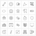 Set of 25 Modern Line Icons of map pointer, mobile, house, smart phone, computer mouse