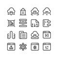 Cloud Computing and File Management Line Icons Set Isolated on White Background Royalty Free Stock Photo