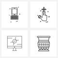 Set of 4 Modern Line Icons of smart phone; dna; hand; two; electronics Royalty Free Stock Photo