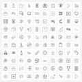 Set of 100 Modern Line Icons of smartphone, mobile internet, chart, fire, fire