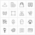 Set of 16 Modern Line Icons of tub, water, shopping, safe, holdup Royalty Free Stock Photo