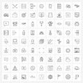 Set of 81 Modern Line Icons of video, investment, coding, finance, currency