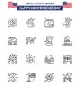 Set of 16 Modern Lines pack on USA Independence Day usa; elephent; calendar; military; badge