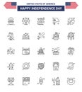 Set of 25 Modern Lines pack on USA Independence Day imerican; day; head; sports; basketball Royalty Free Stock Photo
