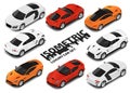 Set of Modern luxury cars. Vector isometric high quality city transport icon set