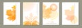 Set of modern magazine covers with artistic watercolor autumn maple leaves. Autumn seasonal background.